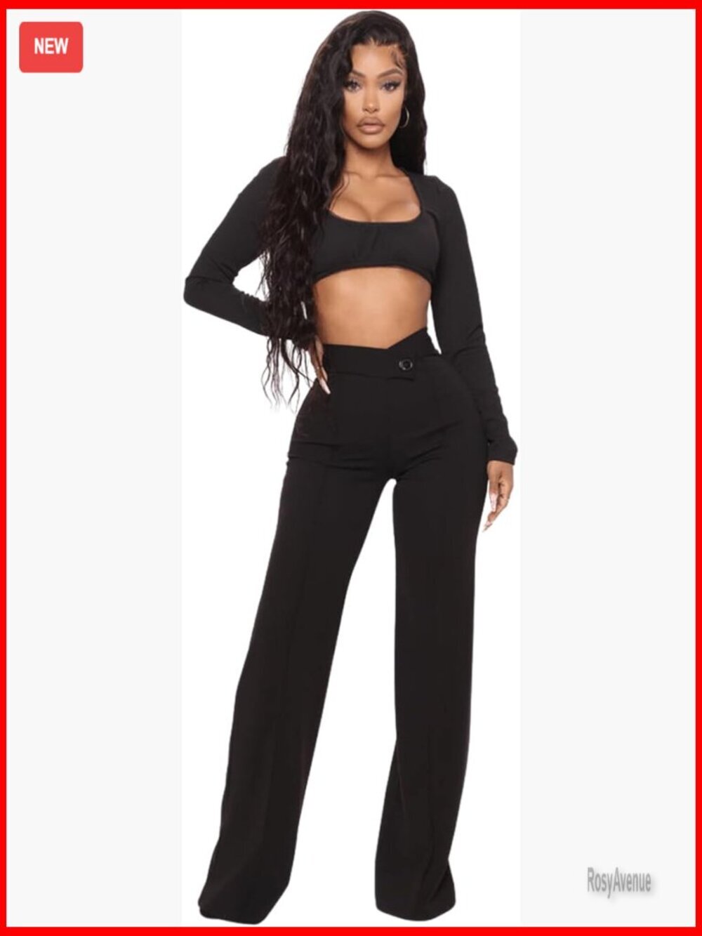 High Waisted Wide Leg Work Pants Stretchy Wrinkle Free Office Trousers
